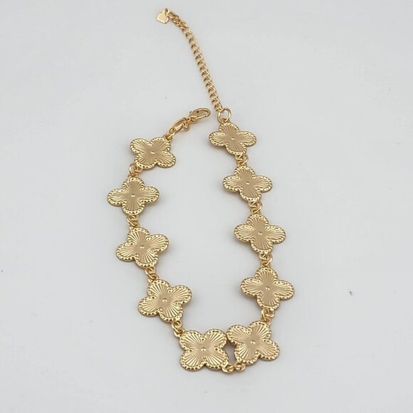 Brand New Brazilian 18k Gold Filled 10 Clover Anklet - Picture 2 of 8